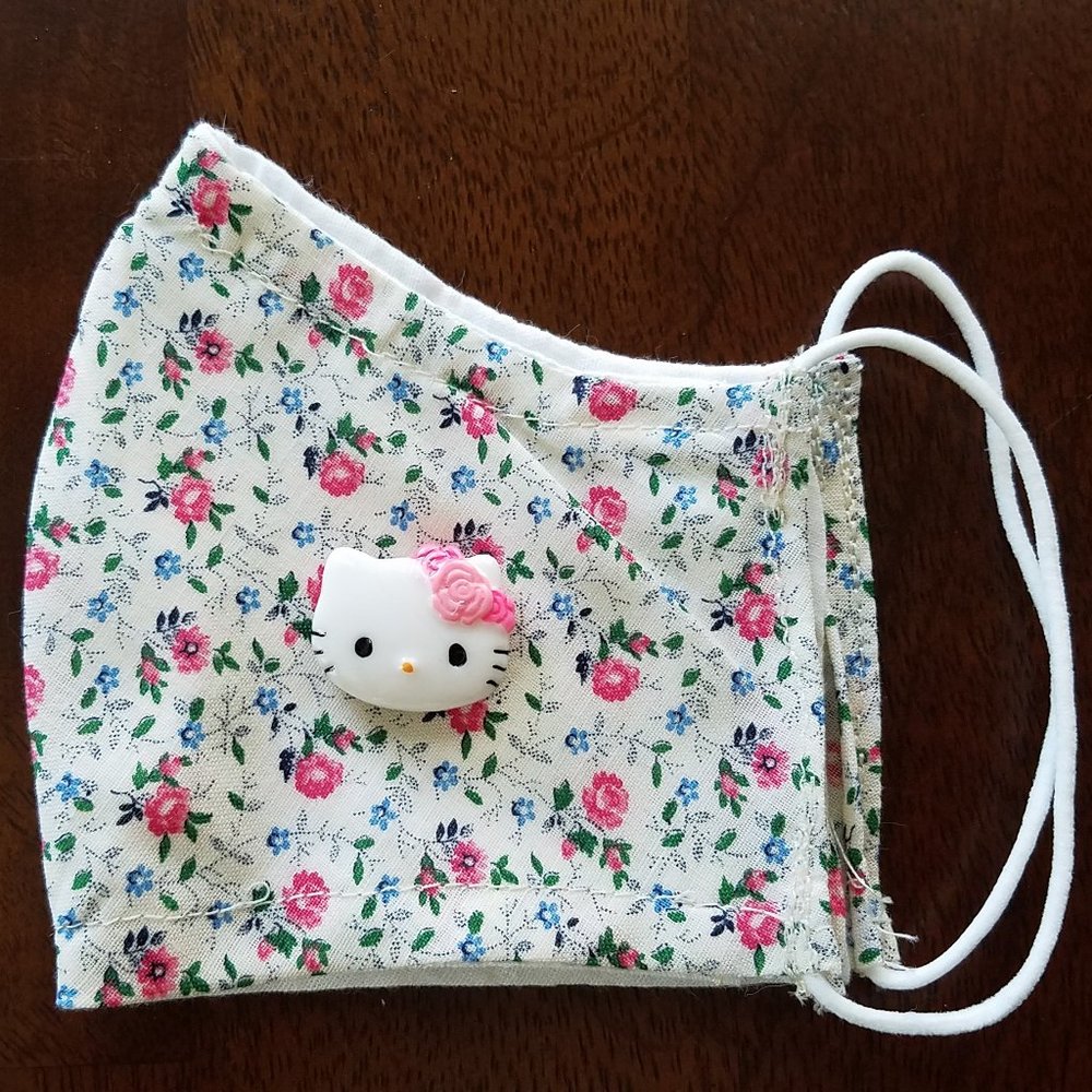 Face Mask KIDS Pink Floral Hello Kitty #2